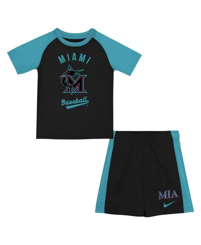 Nike Babies' Toddler Black/teal 2-piece Miami Marlins 2025 City Connect Shirt And Shorts Set