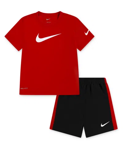 Nike Babies' Toddler Boys 2-piece Swoosh T-shirt And Shorts Set In Black (university Red)
