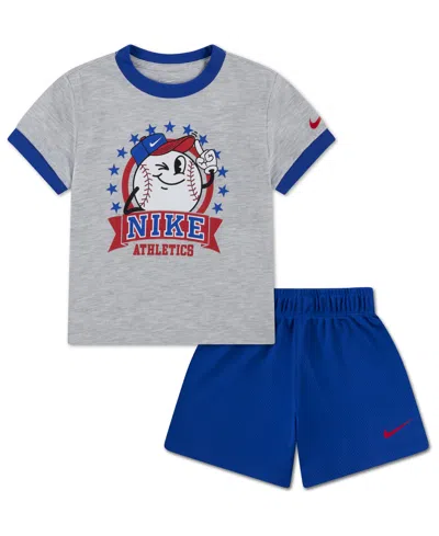 Nike Babies' Toddler Boys' 2t-4t Dri-fit Baseball Character Short-sleeve T-shirt And Shorts, 2-piece Set In Multi