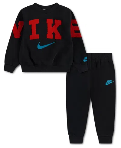 Nike Babies' Toddler Boys' 2t-4t Fleece Crew Sweatshirt And Joggers, 2-piece Set In Blue