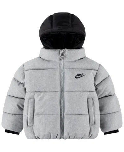 Nike Babies' Toddler Boys' 2t-4t Heathered Twill Puffer Jacket In Gray