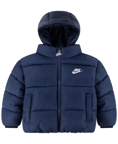 Nike Babies' Toddler Boys' 2t-4t Heathered Twill Puffer Jacket In Blue