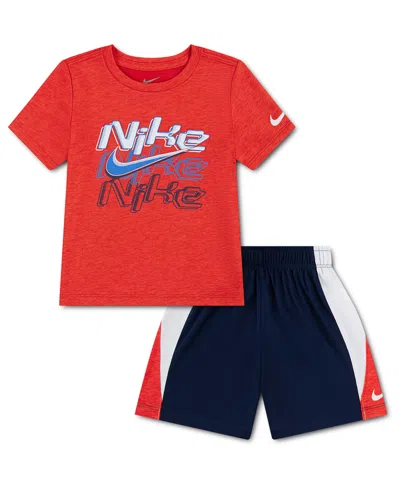 Nike Babies' Toddler Boys' 2t-4t Short-sleeve T-shirt And Shorts, 2-piece Set In Multi
