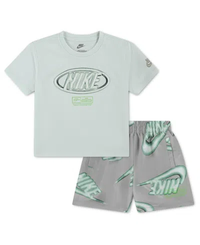 Nike Babies' Toddler Boys' 2t-4t Sportswear Club Short-sleeve T-shirt And Shorts, 2-piece Set In Gray