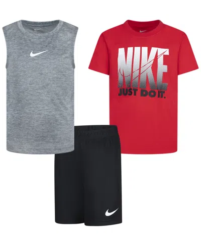 Nike Babies' Toddler Boys 3-piece T-shirt Tank And Shorts Set In Black
