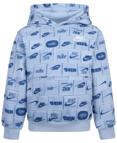 Nike Kids' Toddler Boys All-over Print Hoodie In Light Armory Blue