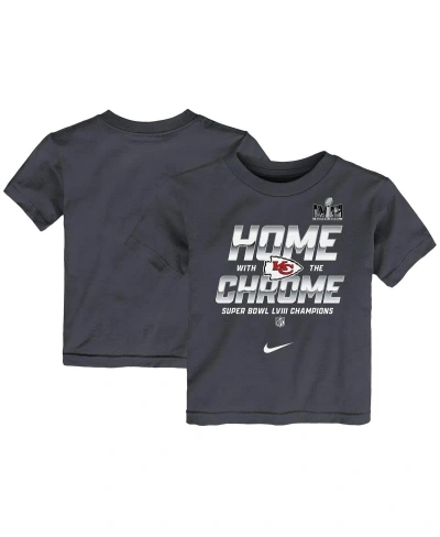 Nike Babies' Toddler Boys And Girls  Anthracite Kansas City Chiefs Super Bowl Lviii Champions Parade T-shirt