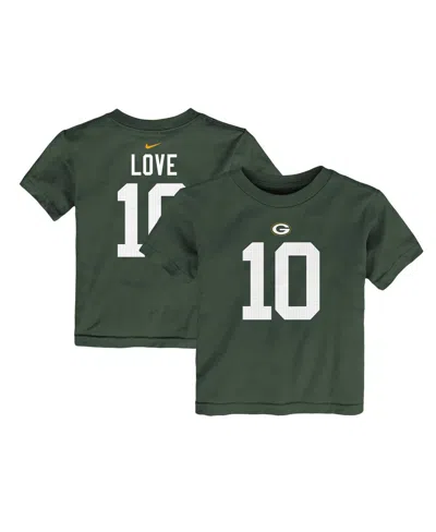Nike Babies' Toddler Boys And Girls  Jordan Love Green Green Bay Packers Player Name And Number T-shirt