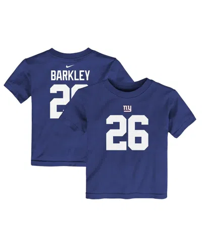 NIKE TODDLER BOYS AND GIRLS NIKE SAQUON BARKLEY ROYAL NEW YORK GIANTS PLAYER NAME AND NUMBER T-SHIRT
