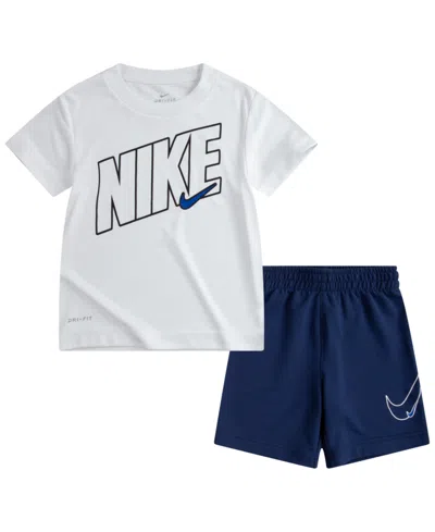 Nike Kids' Toddler Boys Comfort Dri-fit T-shirt And Shorts Set In Cdblue Vo
