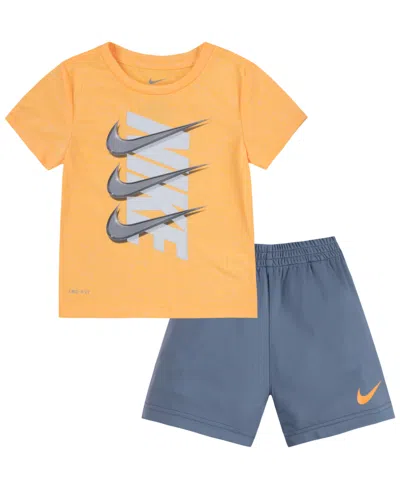 Nike Kids' Toddler Boys Dri-fit Dropset Short Set In Smoke Grey