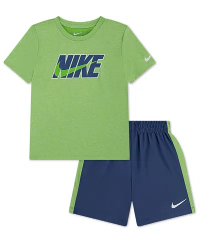 Nike Babies' Toddler Boys Dri-fit Dropset T-shirt And Shorts Set In Green