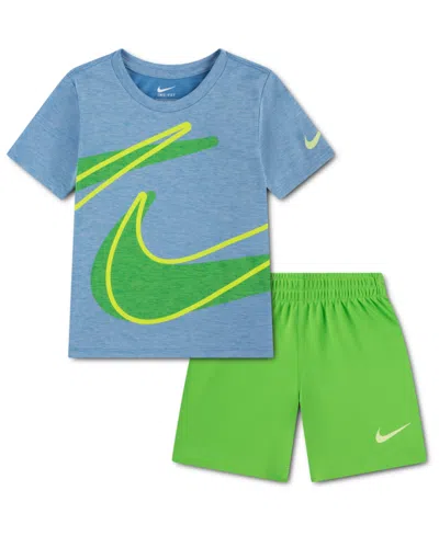 Nike Babies' Toddler Boys Dri-fit Dropset T-shirt & Shorts Set In Blue