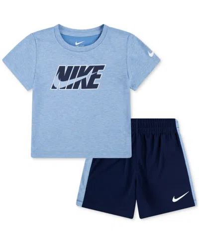 Nike Babies' Toddler Boys Dri-fit Dropset T-shirt And Shorts Set In Midnight Navy