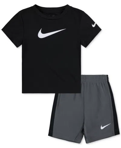 Nike Babies' Toddler Boys Dri-fit Swoosh T-shirt & Shorts Set In G1adark Gr