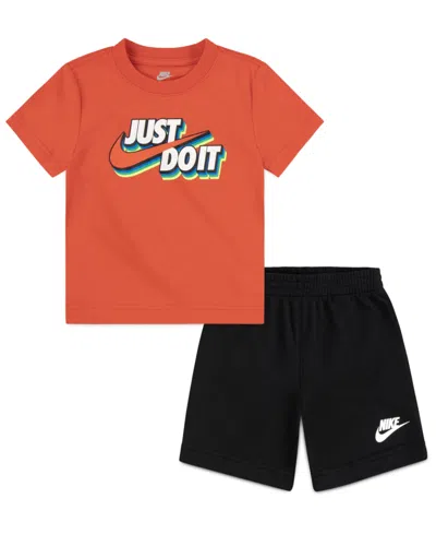 Nike Kids' Toddler Boys Fleece Short Set In Black