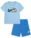 Nike Little Boys Fleece Short Set In Light Photo Blue