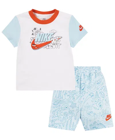 Nike Kids' Toddler Boys French Terry Short Set In Glacier Blue