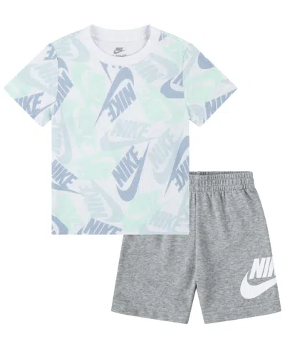 Nike Kids' Toddler Boys Futura Toss T-shirt And Shorts, 2 Piece Set In Dk Grey