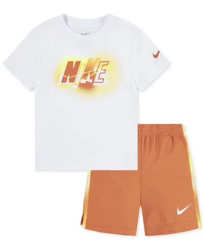 Nike Kids' Toddler Boys Hazy Rays Graphic T-shirt & Mesh Shorts, 2 Piece Set In Nysafety