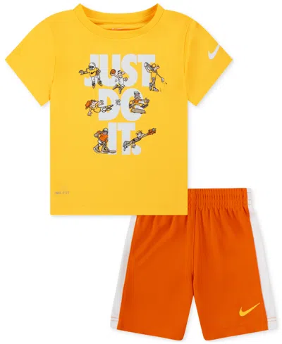 Nike Kids' Toddler Boys Just Do It Graphic Dri-fit T-shirt & Tricot Shorts, 2 Piece Set In Nysafety