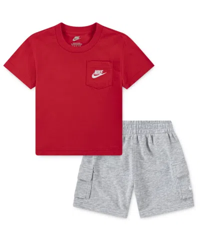 Nike Babies' Toddler Boys Pocket T-shirt & French Terry Shorts, 2 Piece Set In Red