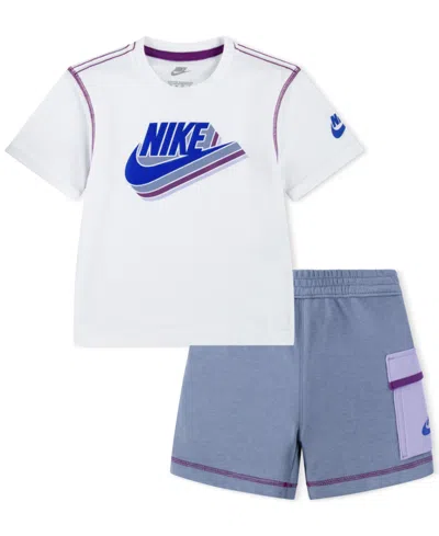 Nike Kids' Toddler Boys Reimagine T-shirt & French Terry Cargo Shorts, 2 Piece Set In Ueashen S