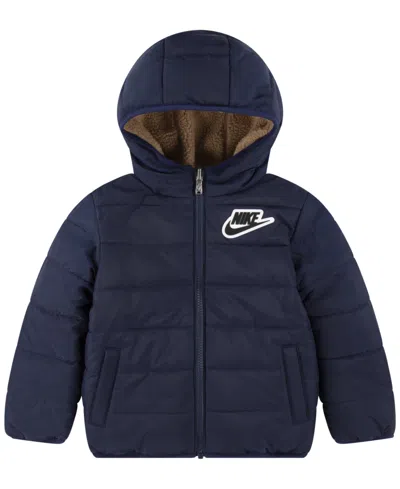 Nike Babies' Toddler Boys Reversible Faux-sherpa Jacket In Navy