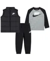 Nike Kids' Toddler Boys Solid Vest, Long Sleeve Tee And Pants, 3-piece Set In Black
