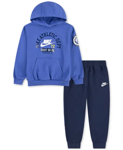 Nike Kids' Toddler Boys Sportswear P.e. French Terry Pullover & Pants, 2 Piece Set In Blue