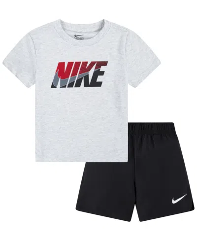 Nike Kids' Toddler Boys T-shirt And Woven Shorts, 2 Piece Set In Black