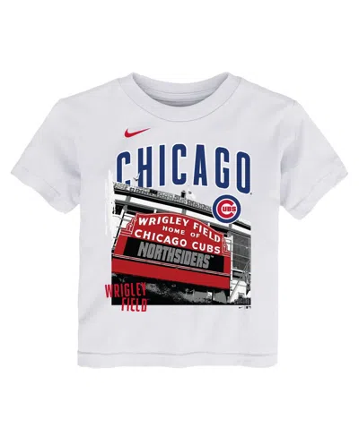 Nike Babies' Toddler Chicago Cubs Hometown Local Collection Crewneck Screen-printed T-shirt In White