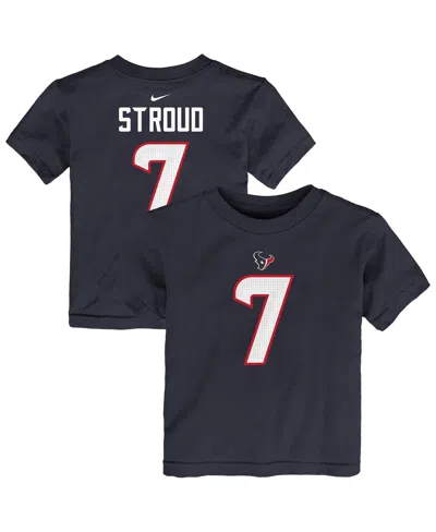 Nike Babies' Toddler C.j. Stroud Navy Houston Texans Player Name Number T-shirt In Black