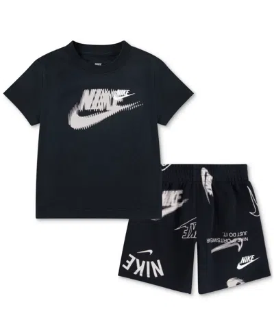 Nike Babies' Toddler Club Brand Energy T-shirt & Shorts, 2 Piece Set In Black