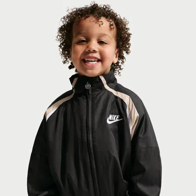 Nike Babies' Toddler Colorblocked Hoodless Jacket In Black