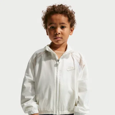 Nike Babies' Toddler Colorblocked Hoodless Jacket In White