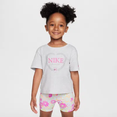 Nike Babies' Toddler Game, Swoosh, Match Boxy T-shirt In Grey