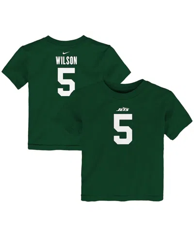 Nike Babies' Toddler Garrett Wilson Green New York Jets Player Name Number T-shirt