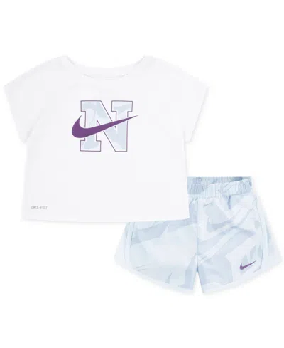 Nike Kids' Toddler Girls 2-pc. Prep In Your Step Tee & Tempo Shorts Set In Gglacier