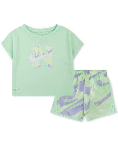 Nike Kids' Toddler Girls 2-pc. Prep In Your Step Tee & Tempo Shorts Set In Green