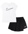 Nike Toddler Girls 2-piece All Day Play Skort Set In Black,white
