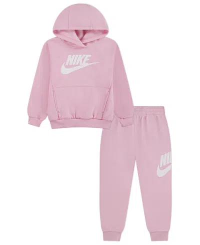 Nike Kids' Toddler Girls 2-piece Club Fleece Hoodie And Pants Set In Pink