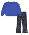 Nike Toddler Girls 2-piece Essentials All-over Print Femme Sweatshirt And Legging Set In Blue