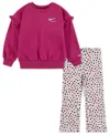 Nike Toddler Girls 2-piece Essentials All-over Print Femme Sweatshirt And Legging Set In Multi