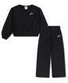 Nike Toddler Girls 2t-4t 2-piece Waffle Knit Top And Pants Set In Black