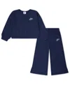 Nike Toddler Girls 2t-4t 2-piece Waffle Knit Top And Pants Set In Blue