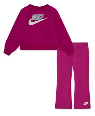 Nike Toddler Girls 2t-4t 2-piece Wild Warmth Logo Top And Leggings Set In Purple