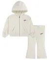 Nike Toddler Girls 2t-4t 2-piece Zip-up Hoodie And Flared Leggings Set In Neutral