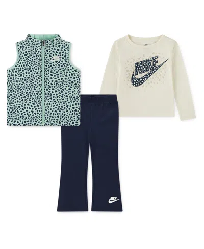 Nike Babies' Toddler Girls 2t-4t 3-piece Wild Warmth T-shirt, Vest And Pants Set In Multi