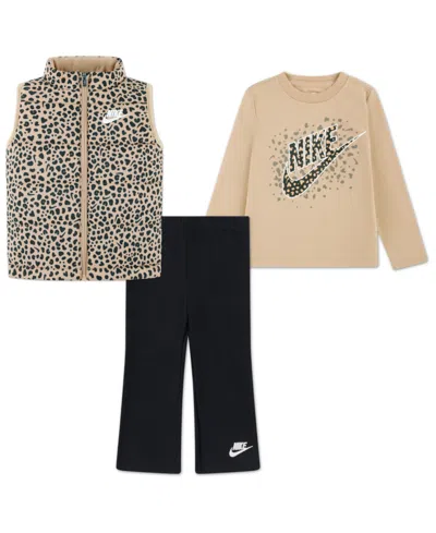 Nike Babies' Toddler Girls 2t-4t 3-piece Wild Warmth T-shirt, Vest And Pants Set In Multi